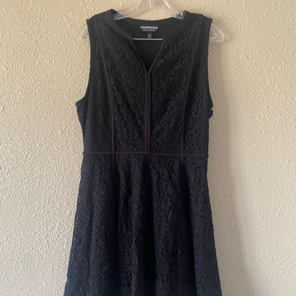 Allison Brittney Sleeveless Black Lace Dress